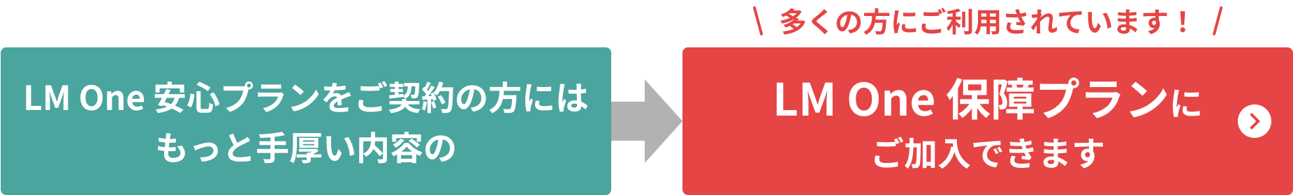 LM One 安心プランをご契約の方にはもっと手厚い内容のLM One 保障プランにご加入できます。LM One 保障プランは多くの方にご利用されています!